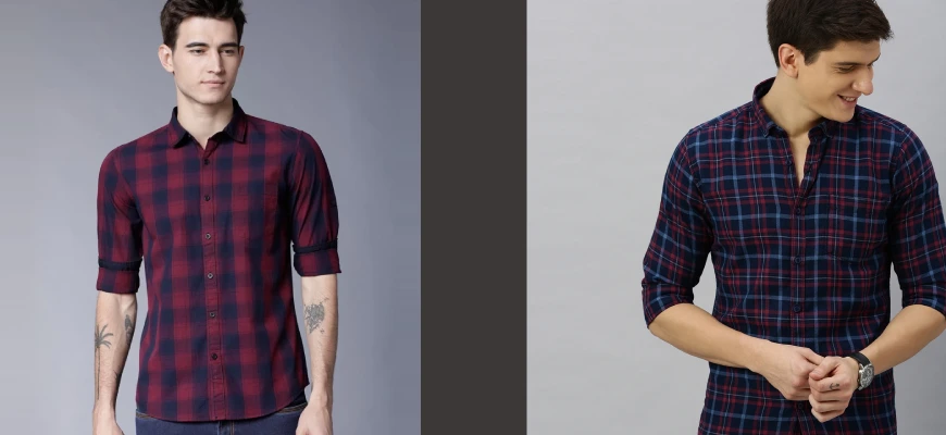 Best Red And Navy Blue Check Shirts For Men