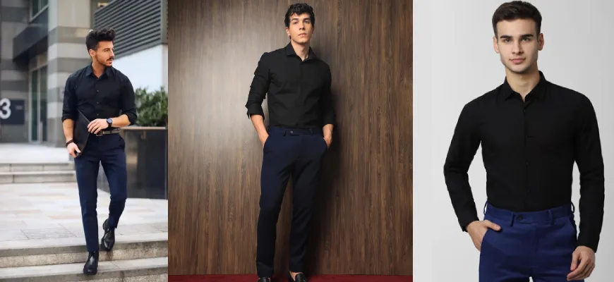 Black Colour Shirt With Navy Blue Pants