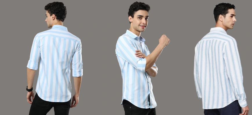 Sky Blue Shirt With White Stripe For Men - Choose The Fascinating Ones