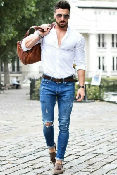 Bright White Shirt with Blue Jeans