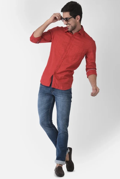 Red Shirt with Blue Jeans