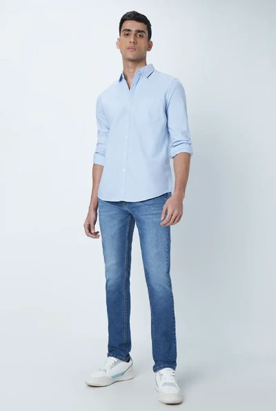 Sky Blue Shirt with Blue Jeans