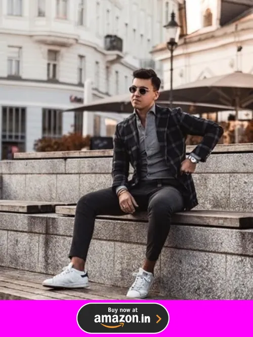 black blazer with grey shirt