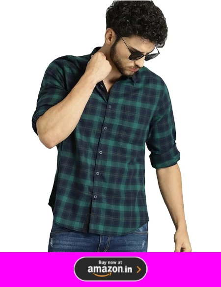 green checked shirt with black jeans